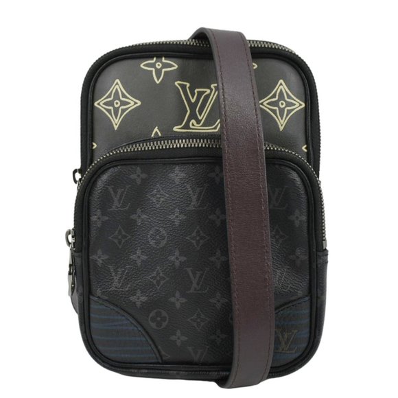 LOUIS VUITTON  Avenue Sling Patchwork Monogram Eclipse Crossbody Bag Grey - Picture 1 of 12